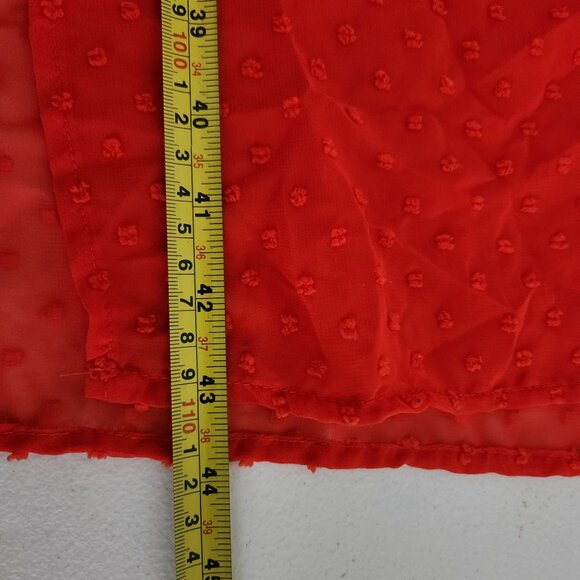 Womens Time And Tru Red Orange Sheer Dot V-Neck Dress Drawstring Waist 2X Beach - Picture 4 of 15